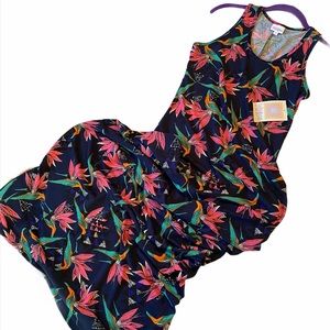 LuLaRoe Dani Maxi Dress Sleeveless Bird Paradise